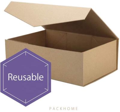 China Recycled Materials Kraft Paper Large Gift Box With Lid, Sturdy Storage Box, Collapsible Gift Box With Magnetic Closure for sale