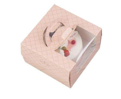 China Recycled materials square bakery cake boxes with cake board and handle, large clear window for pies, pastry, pastries for sale