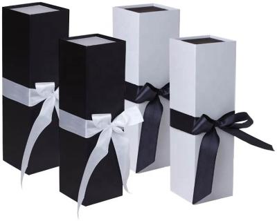 China Recycled Materials Ribbon-tie Wine and Bottle Presentation Gift Boxes for sale