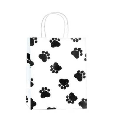 China Paw Prints Kraft Paper Bags of Recycled Materials Dog with Handles for Shopping Retail Holiday Party for sale