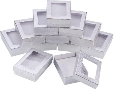 China Recycled Materials Silver Gift Boxes With Filling For Birthday, Necklace, Earring, Ring, Jewelry for sale