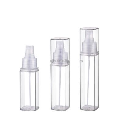 China Personal Care 50ml 60ml 75ml Plastic Square Mist Spray Bottle For Cosmetic for sale