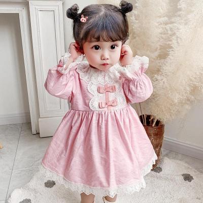 China Breathable 2021 Kids Clothing Spring Autumn New Baby Girl Clothes Korean Style Long-sleeved Pink Little Princess Girl Dress for sale