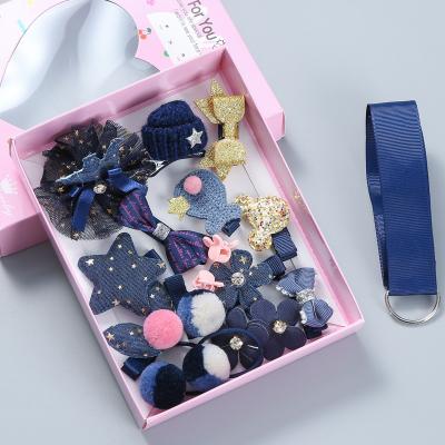 China European and American Style Korean 18-Piece Set Children Hairpin Baby Bow Crown Girl Gift Box Set Hair Accessories for sale