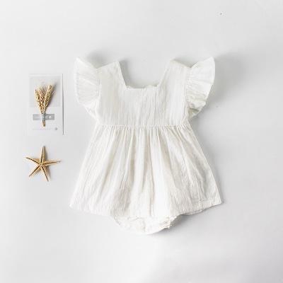 China Polyester / Cotton Ins New Summer Korean-style Children Clothes Princess One-piece Cotton White Dress Baby Girls' Rompers Skirt for sale