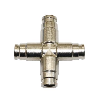 China Cooling and Humilification Irrigation Cross Hose Garden Connector 9.52mm Lock 3/8 Inch 4 Way Quick Slip Coupling Connectors for sale