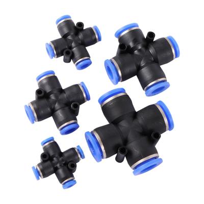 China Slide Lock Quick-connect 4mm 6mm 8mm 10mm 12mm Cross Hose Quick Connectors Pneumatic Air Coupling Pneumatic Fitting for sale