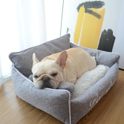 China Joyfamily Pet Sofa Super Soft Fabric Removable Dog Bolster Cover Custom Washable Bed Cushion Large Size Pet Bed Sofa for sale