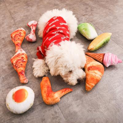 China Joyfamily Factory Stocked High Quality Custom Meat and Vegetables Train Dog Training Toy Thick Canvas Squeaky Pet Dog Toys for sale