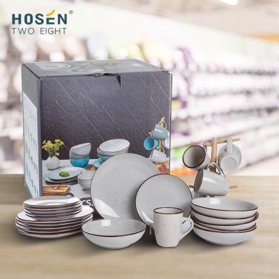 China Sustainable Custom Stoneware Factory Produced Cheap Premium Quality Dishes Set 18/16 Pcs Plate Sets Dinnerware Wholesale For 6 People for sale