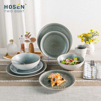 China Viable 16 PCS Mall Restaurant Dinnerware Dinner Set China Ceramic Noodle/Soup/Salad Bowls And Bowls Sets Plates Dinnerware Sets for sale