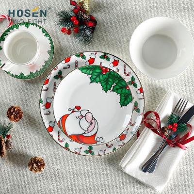 China Sustainable Wholesale European Tableware Sets Christmas Ceramic Dishes and Serving Dinnerware Set Porcelain Food Dishes Dinnerware for sale