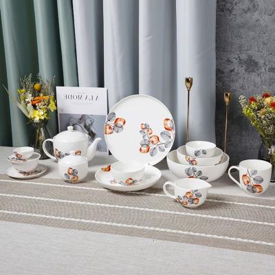 China Viable Wholesale Porcelain Dinnerware Kitchenware Tableware Sets Ethiopian Dinnerware Sets Dinnerware for sale