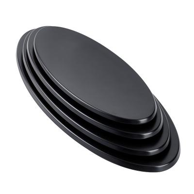 China Factory wholesale 100% workable black A8 melamine oval under dish, restaurant plastic buffet food dish for sale