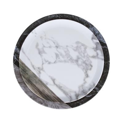 China A8 Sustainable Low Price 100% Melamine Marbling Serving Dish, Factory Direct Wedding Decorate Plastic Marble Dishes for sale