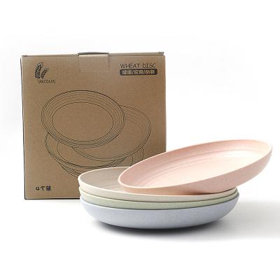 China Sustainable Biodegradable Wheat Straw Plates , Safe Natural Numbers Plastic Noodle Dish Food Grade 4 Sets for sale