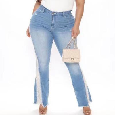 China New QUICK DRY women's fashion casual hole pants bags hip big light pull micro jeans for sale