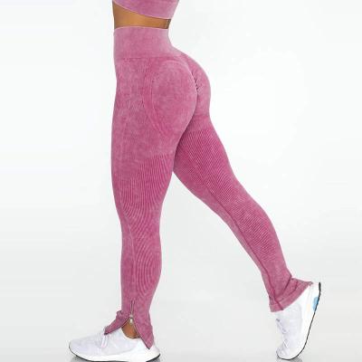 China Anti-wrinkle rib peach hip fitness pants yoga pants women's waist high hip yoga tights women lifting for sale