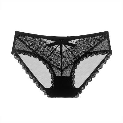 China Antibacterial Women's Sexy Lace Panties Underwear Lace Up Transparent Sexy Lingerie Lace Seamless Underwear for sale