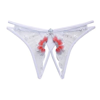 China Ladies antibacterial hot sexy lace style temptaiton transparent underwear for women hollow out g-string thong for sale