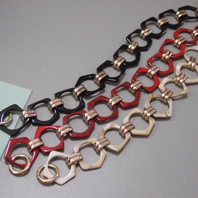 China High Grade Handmade Rough Acrylic Rubber Vintage Alloy Bag Chain for sale