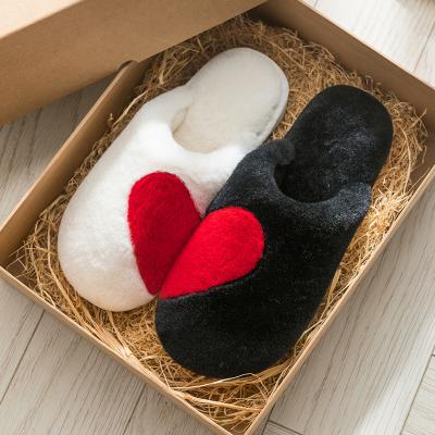 China Anti-slippery Warm Couple Slippers Love Winter Indoor Female Home A Pair Of Plush Cotton Cute Autumn And Male for sale