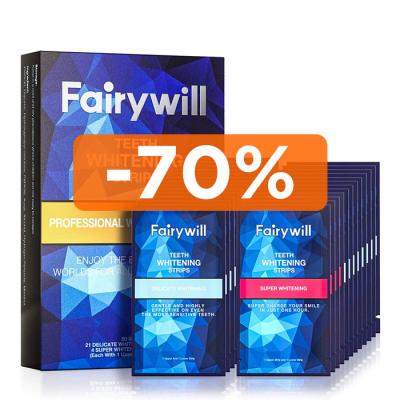 China Fairywill FW 338 6% HP 21PCS & 8% HP 4PCS Dental Teeth Tooth Whitening White Strips Kit Comb Te koop