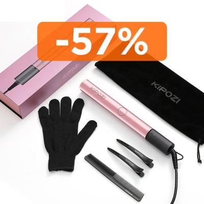 Китай KIPOZI KP V7 Rose Gold Pink UK Plug 2 in 1 Wholesale Vendor Nano Hair Straighter Straightener and Flat Curling iron продается