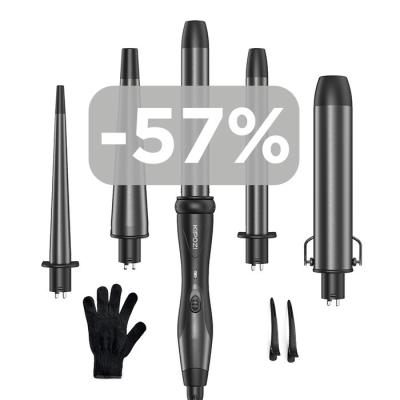 China KIPOZI KP 186C Black Gray UK Plug 5 in 1 5 Interchangeable Barrel and 1 Curling Iron Brush for sale