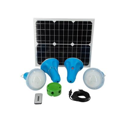 China High Quality Residential Home 30W Solar Lighting System Remote Control Kit 4 PCS LED Bulbs With SOS Function For Emergency Camping for sale