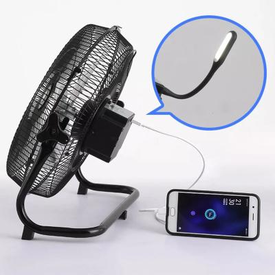 China Metal Mini Rechargeable Fan With Solar Panel Ventilating Solar LED Industrial Electric Fan Camping Emergency for sale