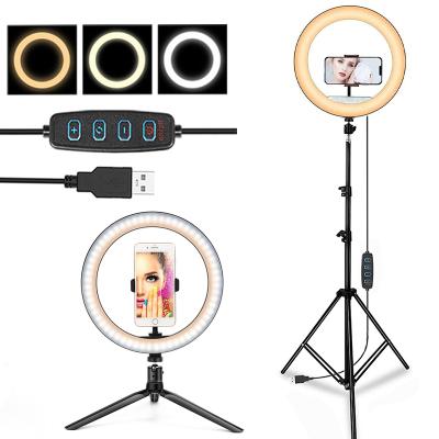 China Adjustable RGB Fill Photography Lighting Phone Ringlight Tripod Stand Photo Led Selfie Ring Light Lamp Youtube Live for sale