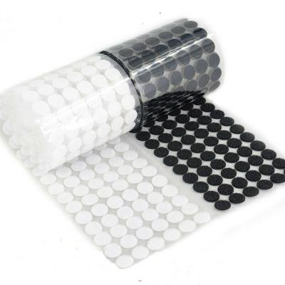 China Sustainable High Quality Self Adhesive HOOK AND LOOP Dots 25mm Diameter STICKY PADS Black And White for sale