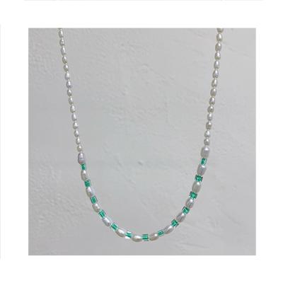 China Best Selling CLASSIC Elegant Products Design Green Pearl Necklace Chain for sale