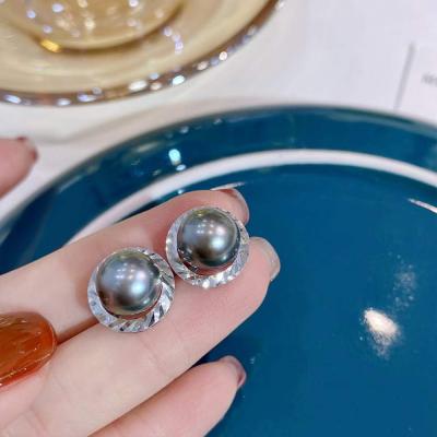 China CLASSIC new earring designs sterling silver tahitian pearl jewelry wholesale for sale