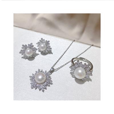 China CLASSIC Hot Ladies Fashion Snowflake Design Pearl Jewelry Set for sale