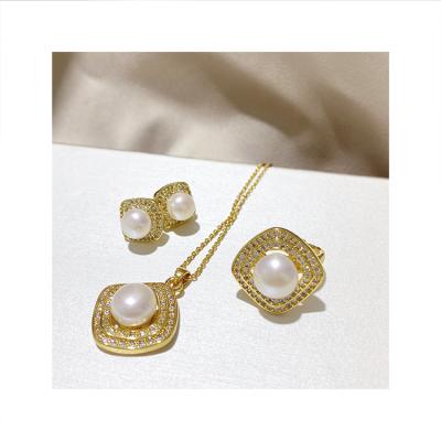 China CLASSIC Best-selling Elegant Jewelry Set Pendant Women's Pearl Earring Necklace Wedding for sale