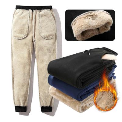 China Custom Winter Brand Classic Men's Sweatpants Anti-Wrinkle Super Warm Thicken Sports Sweatpants Wool Pants For Men for sale