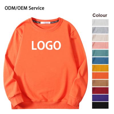 China Anti-pilling Cotton Polyester Crew Neck Orange Custom Printing Women Ladies Unisex Sweatshirts for sale