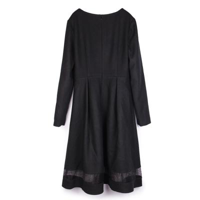 China Elegant Round Cavity Mesh Casual Viable Black Ladies Neck Dress for sale