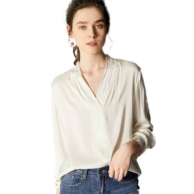 China Breathable Simple Fashion V-Neck Long Sleeve Loose Dipping Shirt for sale