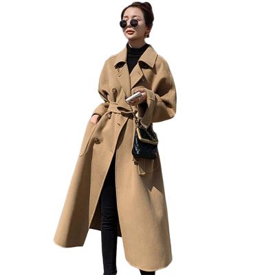 China Other long temperament commuter lace collar pocket double-sided woolen coat for sale