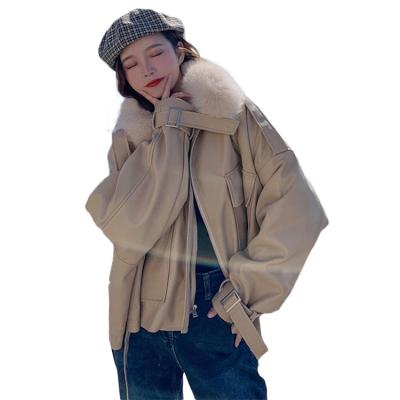 China Other autumn and winter Parker wind and fur collar long-sleeved comic collar loosely plus velvet cotton coat for sale