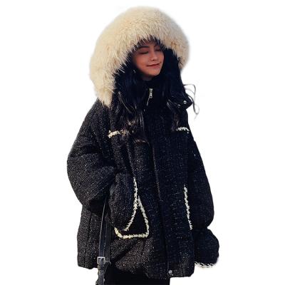 China Other Korean style loose hooded long sleeve shorts padded bottom padded jacket with fur collar for sale