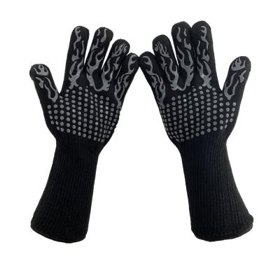 China Five Finger For Custom Logo Oven BBQ Heat Resistant Glove Safe Fit Extra Long 15 Inch Glove One Outside Grill Glove For BBQ for sale