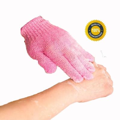 China EXFOLIATE high quality cheap bathing bathing exfoliation shower gloves moroccan hand gloves red white green for kids cleaning shower for sale