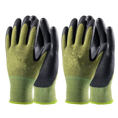 China Deliwear Breathable Logo Custom Environmental Friendly Nitrile Coated Bamboo Garden Work Glove For Pruning, Planting for sale