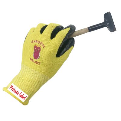 China Breathable Custom Waterproof Nitrile Coated Safety Work Children Garden Gloves Women Children Gardening Planting Weeding for sale