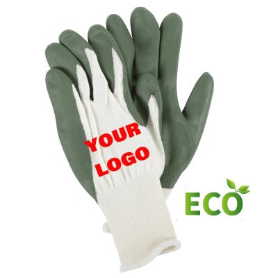 China Breathable Logo Kids Antibacterial Bamboo Garden Gloves Women Custom Latex Coated Handle Gardening Weeding Seeding Planting for sale