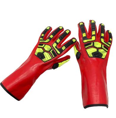 China Waterproof pvc fully dipped anti alkali pvc gloves anti heat impact oil gas oil gloves tpr acid rubber waterproof work gloves for oil field for sale